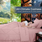 HEVUMYI Rose Gold Full Comforter Set - 7-Piece All Season Bed in a Bag Full, Ultra Soft Bedding Set with Comforter, Flat Sheet, Fitted Sheet, Pillowcases, Pillow Shams