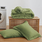 Love's cabin Twin XL Comforter Set Olive Green, 5 Pieces Twin XL Bed in a Bag, All Season Bedding Sets with 1 Comforter, 1 Flat Sheet, 1 Fitted Sheet, 1 Pillowcase and 1 Pillow Sham