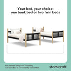 Storkcraft Caribou Twin-Over-Twin Bunk Bed (Black with Natual) – GREENGUARD Gold Certified, Converts to 2 Individual Beds