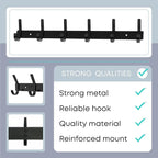 Matte Black Coat Rack Wall Mount – 17 Inch Stainless Steel Hook Rail with 6 Double Coat Hooks – Wall Mounted Entryway Organizer for Coats, Hats, Bags, Towels, Robes, Closet or Bathroom - 3 Pack