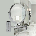 OVENTE 7" Wall Mounted Makeup Mirror with 1X/7X Magnification, Double Sided Magnifying Round Bathroom Vanity Mirror, 360° Swivel Design, Extendable and Folding Arm, Polished Chrome MNLFW70CH1X7X