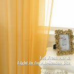 HUTO Gold Yellow Sheer Window Curtains 108 Inches Long for Bedroom Girls Rod Pocket Window Sheer Panels Drapes 2 Panels Curtains for Living Room Canopy Bed Nursery