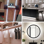 Battery Powered Led Strip Lights White, LED Strip Lights Waterproof Battery Operated Led Light Strip, Flexible, Cuttable Led Strip Lights for PC TV Mirror Kitchen Cabinet Shelves, Room Decor 13.2FT