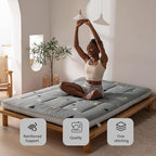 MAXYOYO Grey Triangle Futon Mattress, Padded Japanese Floor Mattress Quilted Bed Mattress Topper, Extra Thick Folding Sleeping Pad Breathable Floor Lounger Guest Bed for Camping Couch, Twin Size