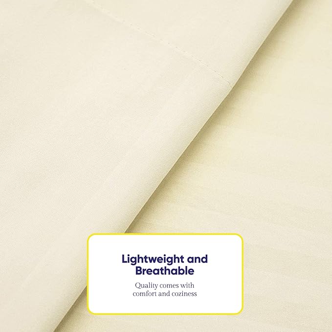 Full Size Bed Sheets - 6 Piece 1500 Supreme Collection Fine Brushed Microfiber Deep Pocket Full Sheet Set Bedding - 2 Extra Pillow Cases, Great Value, Full, Dobby Beige