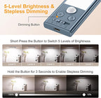 Gritin 10.2inch Under Cabinet Lighting Rechargeable -84 LED Super Bright,3-Color& 5 Level Brightness,4 Modes,Motion Sensor, Long Lasting- Easy Installation Magnetic Closet Lights -2 Pack-Sea Blue