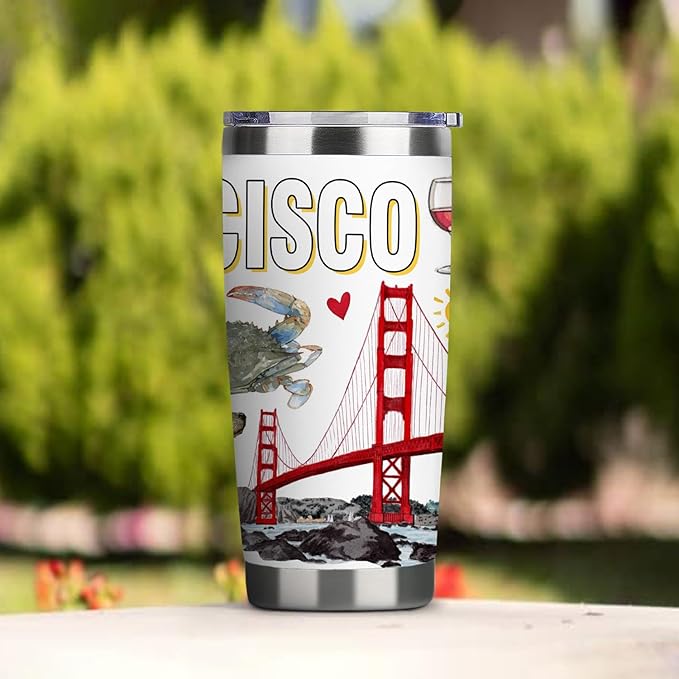 City Travel Mug for City Lover,20oz Double Wall Tumbler Vacuum Insulated Stainless Steel Coffee Cups (San Francisco)