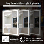 LED Bathroom Mirror with Lights, 36"x 24" Wall Mirrors with Anti-Fog, Dimmable, Backlit + Front Lit, 3 Color Modes, Memory Function Smart Mirror