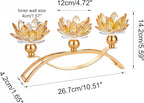 Crystal Candle Holders Lotus Candelabras Gold Arch Candlestick, Centerpiece Table, Home Hecor for Wedding, Dinning Room, Coffee Table, Kitchen, Living Room, Entryway (3 Arms, Tealight Candle)