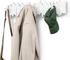 Umbra Sticks Wall-Mounted Coat Rack Rail Hook with 8 Retractable Pegs – Modern, Space-Saving Storage Organizer, White