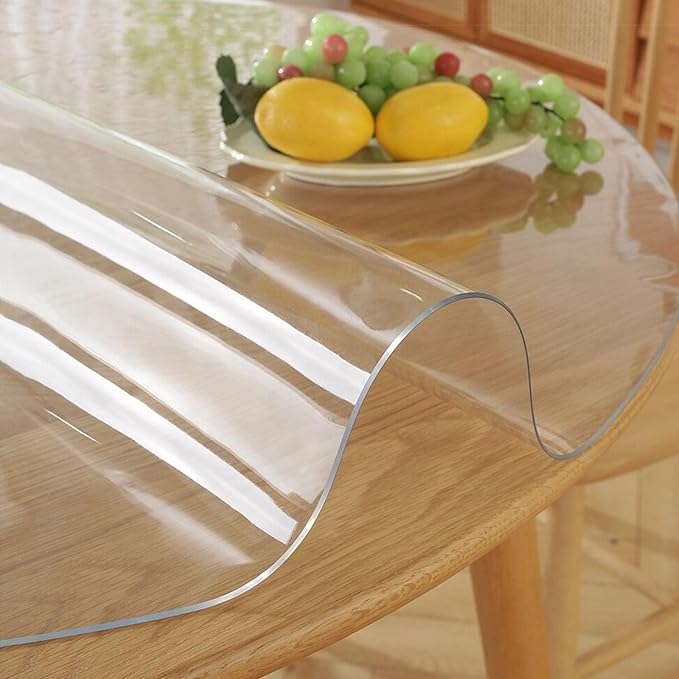 28 " Round Dia Clear Dining Table Protector Tablecloth Cover Desk Top Pad Mat for Glass Furniture Kitchen Coffee Marble End Bed Sofa Side Bistro Bar Night Stand Dinner Table Thick Plastic PVC Vinyl