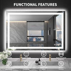 LOAAO 48X36 LED Bathroom Mirror with Lights, Anti-Fog, Dimmable, Backlit + Front Lit, Lighted Bathroom Vanity Mirror for Wall, Shatter-Proof, Memory Function, ETL Listed