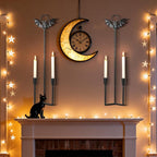 Wall Sconce Candle Holder Metal Hanging Wall Decorations Gothic Bat Wall Light Candle Holder for Home,Living Room, Bathroom, Dining Room, Set of 2（Black
