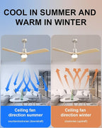 Sofucor 52 Inch Ceiling Fans With Lights, Solid Wood Indoor/Outdoor Ceiling Fan with Lights Remote Control, Reversible DC Motor, 3 Blade Modern Ceiling Fan Light for Bedroom Patio Farmhouse
