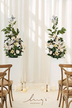 Ling's moment 41" Tall Free Standing Artificial Flowers Arrangements 2 pcs Wedding Arch Altar Stage Decorations Champagne Christmas for Ceremony Reception Rose Floral Party Outdoor Centerpieces Decor