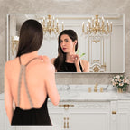LOAAO 72x40 Inch White Metal Framed Bathroom Mirror for Wall, White Bathroom Vanity Mirror Farmhouse, Large Rounded Rectangle Mirror, Anti-Rust, Tempered Glass, Hangs Horizontally or Vertically