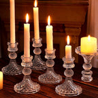 DARJEN Candlestick Holders Set,12Pcs 4" H Taper Candle Holders Bulk, Clear Glass Candle Holders for Wedding, Spring Party, Romantic Dinner, Festival & Windowsill Decor