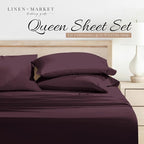 Linen Market Brushed Microfiber Queen Sheet Set 4 Piece – Oeko-TEX Certified Ultra Soft & Wrinkle-Free - 16" Deep Pocket Sheets - Easy Care Queen Size - Purple