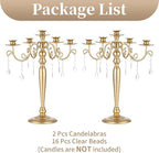 Sziqiqi Wedding Candelabra Table Centerpiece: 5 Arm Candelabras for Candlesticks - Gold Candle Holder Set of 2 for Christmas Engagement Birthday Party Event