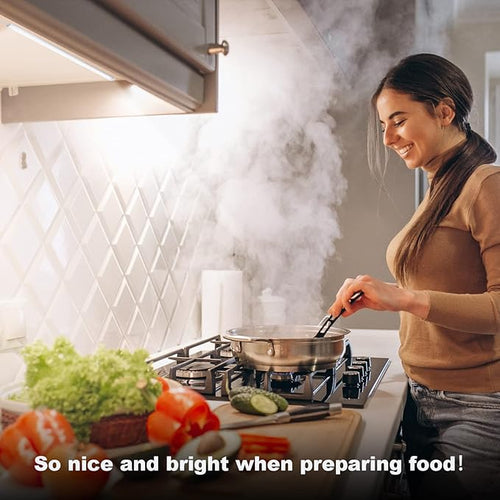 6 Pcs 12 Inch Under Cabinet Lighting Plug-in, Black Shell, Cold White 6000K, Dimmable LED Cabinet Lights with Memory Function, Linkable LED Under Counter Lights for Kitchen, Shelf, Workbench, Cupboard