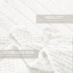 Exclusivo Mezcla Fleece Throw Blanket Extra Large, Super Soft and Warm Blankets for Couch, Sofa and Bed Waffle Textured, Cozy, Fuzzy and Lightweight (Off White, 50x70 Inches)