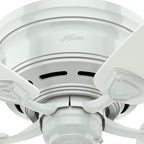Hunter 48 inch Outdoor or Indoor Ceiling Fan No Light - Low Profile Mount, White Ceiling Fan without Light, For Patio, Porch, Garage, or Living Room, 5 Blades, Pull Chain - Sea Wind 53119, White