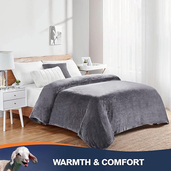 Walensee Fleece Blanket Plush Throw Fuzzy Lightweight (California King Size 108x102Dark Grey) Super Soft Microfiber Cal King Size Flannel Blankets for Couch, Bed, Sofa Warm and Cozy for All Seasons
