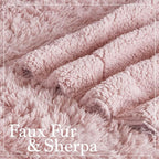 The Connecticut Home Co Bedding Blanket, Twin 80x60, Soft Fluffy Room Decor, Cozy Warm Throws for Bed, Gifts for Women, Bedroom Cute Aesthetic Blankets Shag and Sherpa Dusty Rose