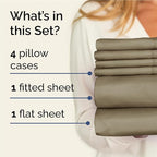 Full 6 Piece Sheet Set - Comfy Breathable & Cooling - Ultra Soft Hotel Luxury Bedding Set with 8-16 Inch Deep Pockets - 1 Flat & 1 Fitted Sheet & 4 Pillowcases - Cozy, Wrinkle Free & Easy Care - Khaki