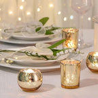 Gold Votive Candle Holders Set of 24 - Speckled Mercury Gold Glass Candle Holder Bulk - Ideal Fall Decor for Boho Wedding Centerpiece Table，Halloween & Thanksgiving Decorations Indoor