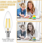 Cotanic E12 LED Bulb Dimmable 3000K Soft White, LED Candelabra Bulbs 60Watt Equivalent, Small Base Type B Light Bulbs, Candle Shape Chandelier Light Bulbs Clear Glass, 600LM, 12 Pack