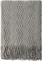 BOURINA Throw Blanket Textured Solid Soft Sofa Throw Couch Cover Knitted Decorative Blanket, 60 inch x 80 inch Dark Grey