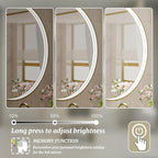 28 Inch Round LED Bathroom Mirror, Gold Metal Framed Lighted Mirror for Bathroom, Wall Mouted LED Vanity Mirror with Lights, 3 Colors and Stepless Dimmable, Anti-Fog, Memory