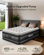 OhGeni 20" Queen Air Mattress with Built in Pump, Inflatable Blow up Bed, Upgraded Pillar Design, 3-Min Inflation Airbed for Guests,Better to Get up, 650LBS