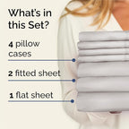 Split King 7 Piece Sheet Set - Comfy Breathable & Cooling - Soft Hotel Luxury Bedding Set with 8-16 Inch Deep Pockets - 1 Flat & 2 Fitted Sheet & 4 Pillowcases - Wrinkle Free & Easy Care - French Grey