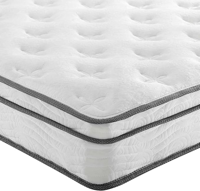 Modway Jenna 8” Innerspring and Memory Foam Twin Mattress With Individually Encased Coils, White