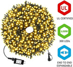 105FT 300LEDs Christmas Lights Outdoor Indoor 8 Modes for Christmas Tree Party Decoration, 100% UL Listed (Warm White)
