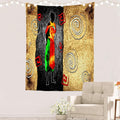 Batmerry African Ethnic Retro Tapestry,Vintage Motive Oil Landscape Fashion Wall Art Hanging Decoration Polyester Fiber White Ruffled Around for Dorm Room Bedroom Living Room, 59.1x51.2 inches