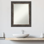 Amanti Art Brown Bathroom Mirror for Over Sink, 29x23 Bark Rustic Char Rectangle Vanity Mirror, Medium Country Rustic Frame, Hangs Horizonally and Vertically, Bathroom Wall Decor, Beveled Edge