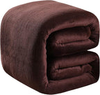 Richave Fleece Blanket King Size 350GSM Lightweight Throw for The Bed Warm Sofa Blanket 90" x 108"(Brown King)