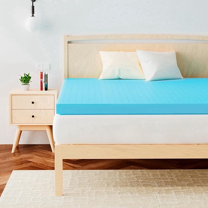 Airensky Memory Foam Mattress Topper Queen, Cooling Gel Infused High Density Topper with Removable Washable Cover, Bed Topper for Pressure Relief Back Pain, CertiPUR-US Certified, 2 Inch, 60"x80"