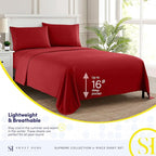 California King Sheet Sets - Breathable Luxury Sheets with Full Elastic & Secure Corner Straps Built In - 1800 Supreme Collection Cal King Deep Pocket Bedding Set, Sheet Set, California King, Red
