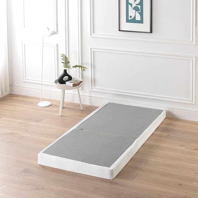 ZINUS 4 Inch Box Spring with Cover, No Assembly Mattress Foundation, Sturdy Metal Structure, Twin, White