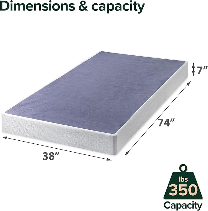 ZINUS 7 Inch Twin Metal Smart Box Spring with Quick Assembly, Mattress Foundation, Strong Metal Frame, Easy Assembly