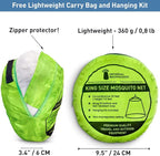 Mosquito Net for Single to King-Sized Beds – Fully-Enclosed Bed Canopy for Travel or Decoration – Free Bag, Hanging Kit & Adhesive Ceiling Hooks for Easy Setup