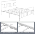 Yaheetech Classic Metal Platform Bed Frame Mattress Foundation with Victorian Style Iron-Art Headboard/Footboard/Under Bed Storage/No Box Spring Needed/King Size White
