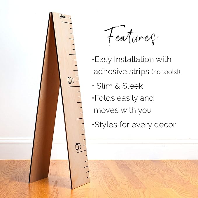 Headwaters Studio Wooden Growth Chart – Kids Height Chart, Wall Measurement for Kids, Height Chart for Wall, Growth Ruler for Children – Natural Ruler (63"x6.7")