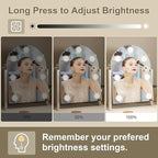 S'bagno Arched Vanity Mirror with Lights, 7 Dimmable LED Bulbs Hollywood Mirror, 3 Color Modes & Memory Function Makeup Mirror with Lights, Detachable 10X Magnification, Touch Control,USB-A(15''x12'')