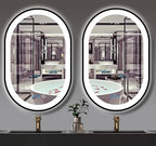 32 x 20 Inch Black Oval LED Mirror for Bathroom Salon Wall Horizontal/Vertical Mounted 32 Inch Black Frame Oval Lighted Mirror with Lights Smart Memory 3 Color Dimmable Front Lights Antifog