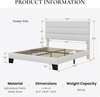 SHA CERLIN Queen Platform Bed Frame with Velvet Upholstered Headboard, Mattress Foundation with Strong Wooden Slats Support, No Box Spring Needed, White
